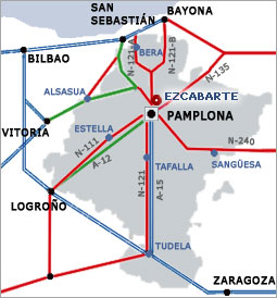 Mapa de Navarra en el cual destaca Ezcabarte